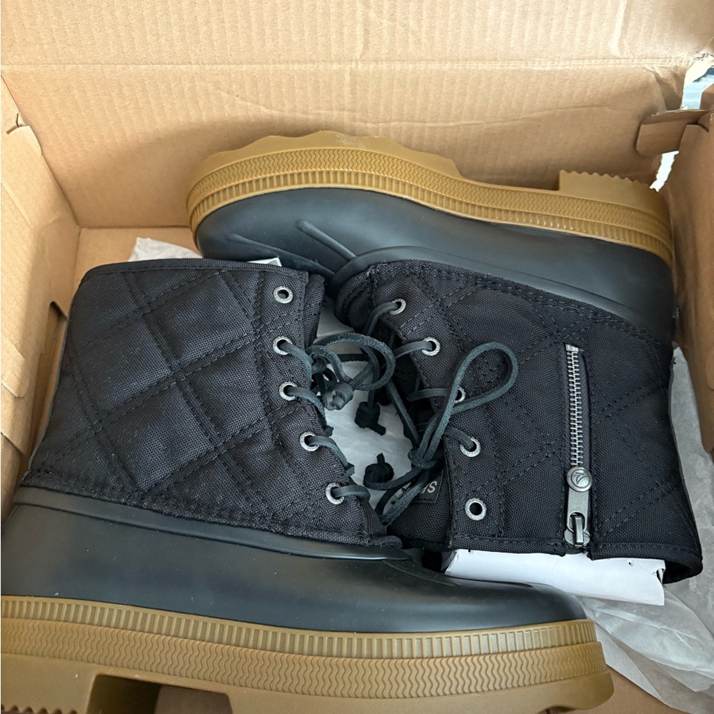 Sperry Black Quilted Rain Boots